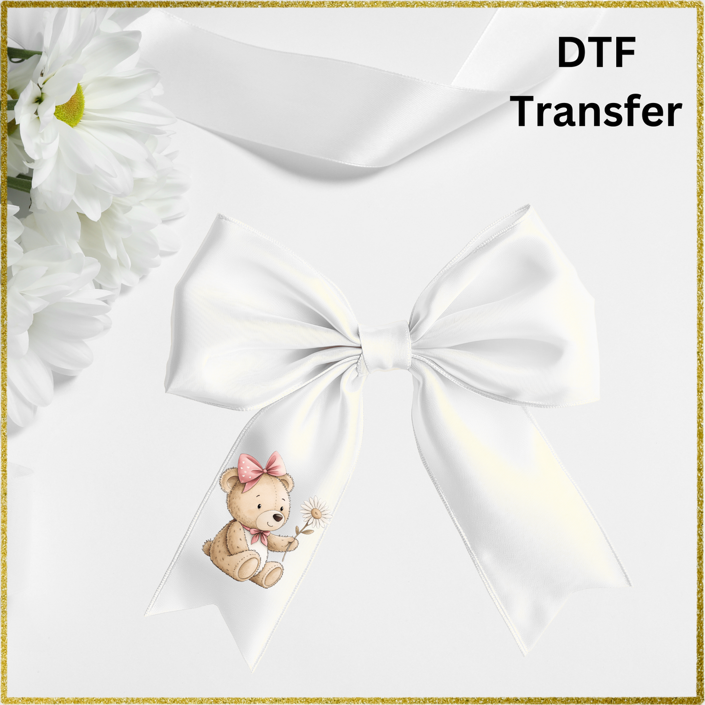 DTF Transfer - Teddy Bear Holding Flower