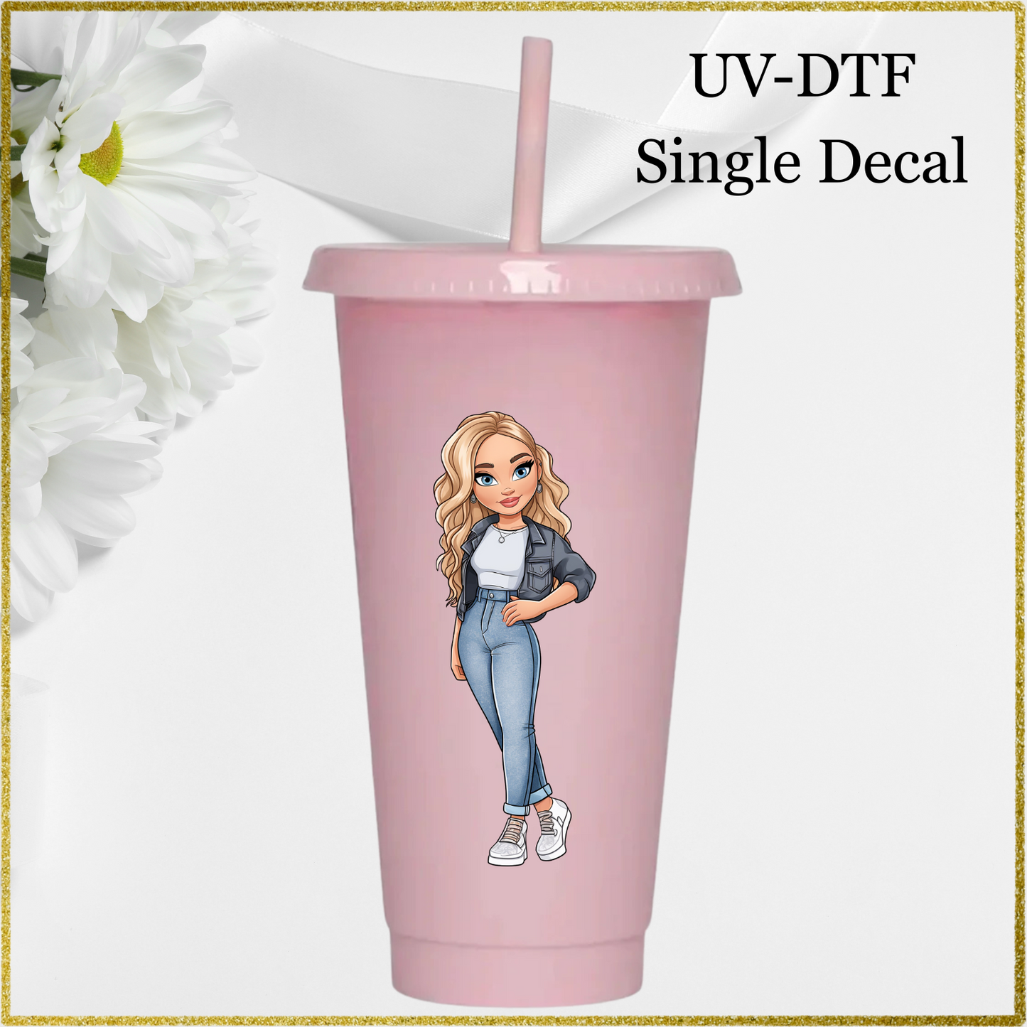 UV-DTF Single Decal - Girl with blonde hair