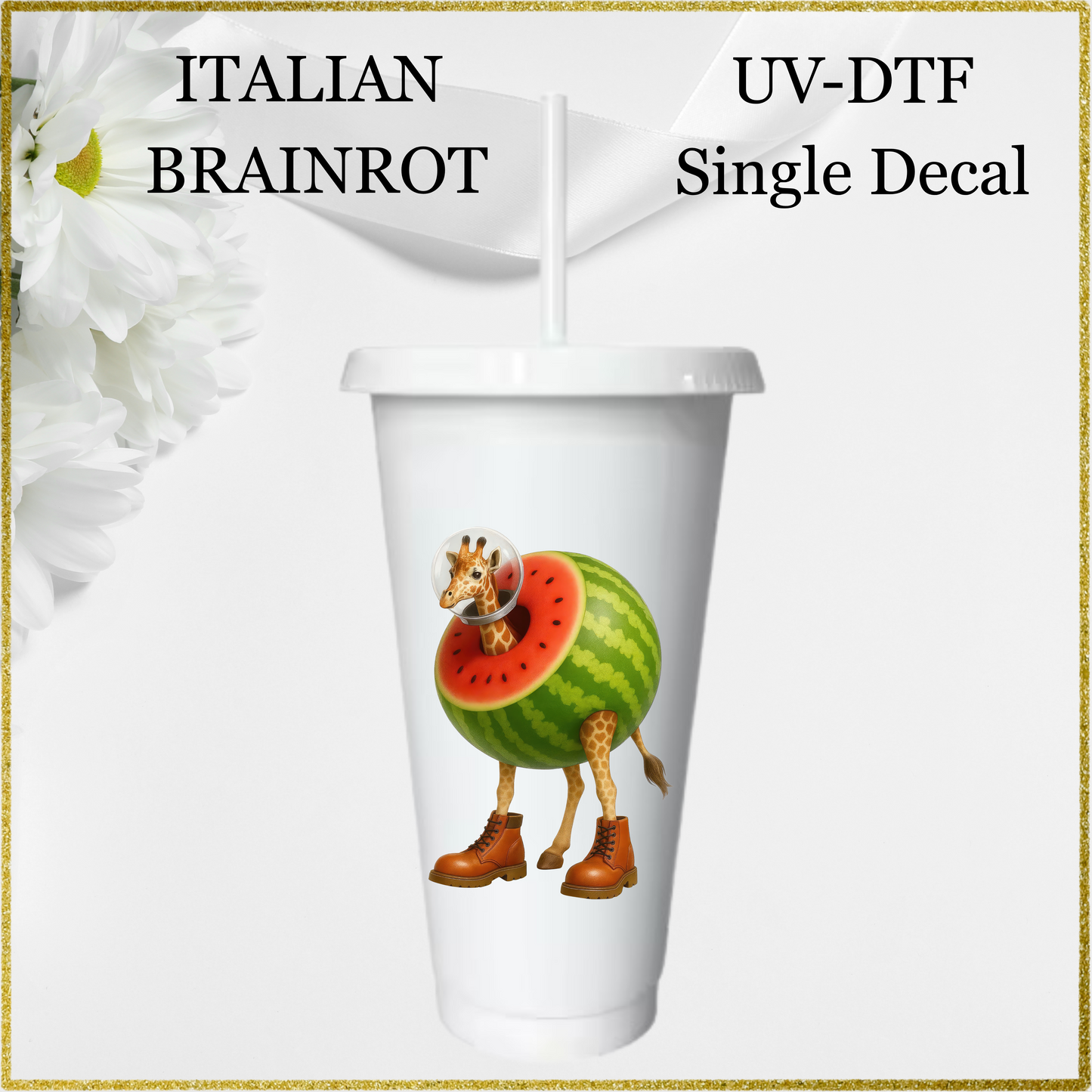 UV-DTF Single Decal - Giraffe / Watermelon