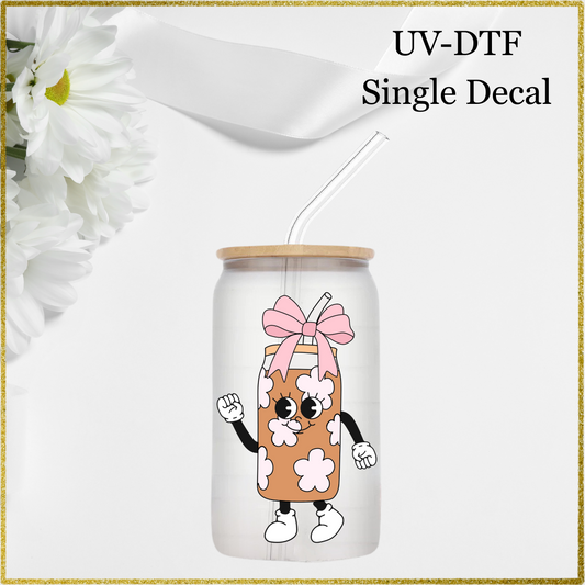 UV-DTF Single Decal - Iced Coffee / Milkshake Character
