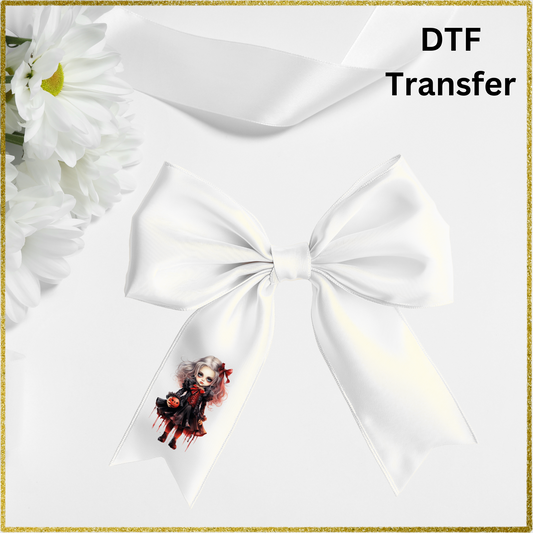 DTF for 4inch bows (Pack of 10) - Creepy Girl Red Dress