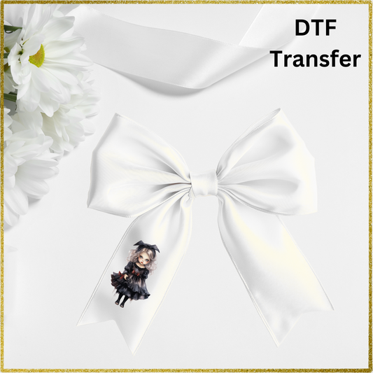 DTF for 4inch bows (Pack of 10) - Creepy Girl Black Dress