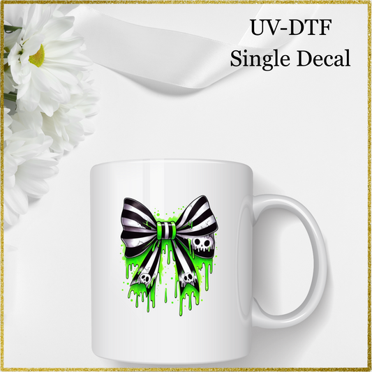 UV-DTF Single Decal - Black And Green Bow