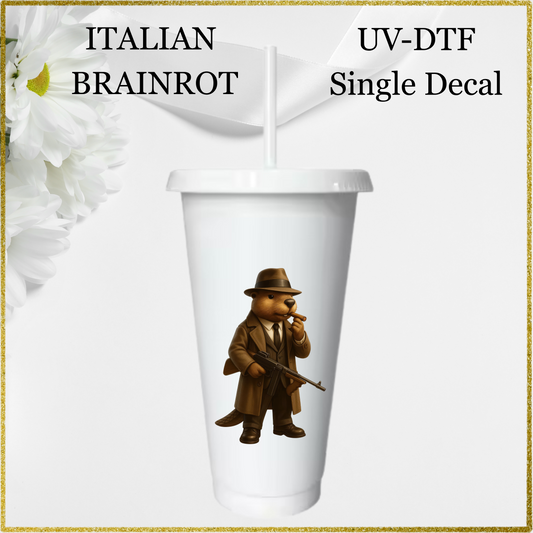 UV-DTF Single Decal - Beaver Creature with gun