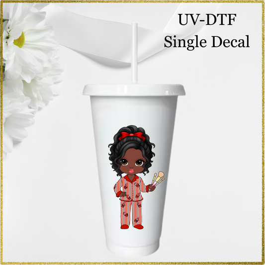 UV-DTF Single Decal - Christmas Dolly Black Hair