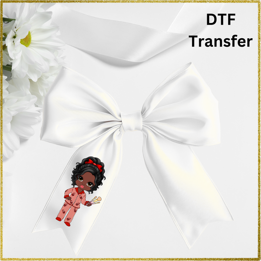 DTF for 4inch bows (Pack of 10) - Dolly Black Hair