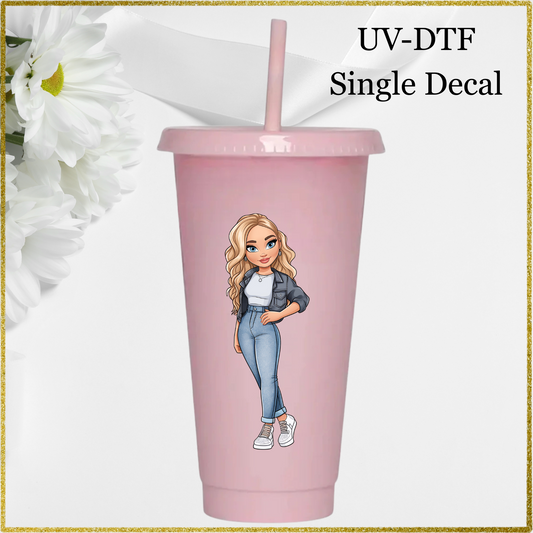 UV-DTF Single Decal - Girl with blonde hair