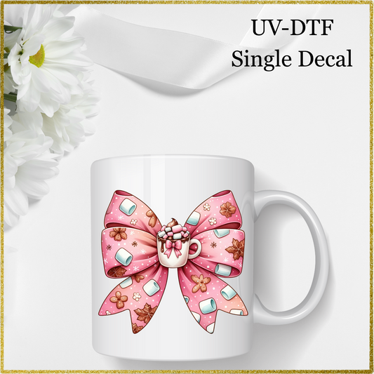 UV-DTF Single Decal - Hot Chocolate Bow Design