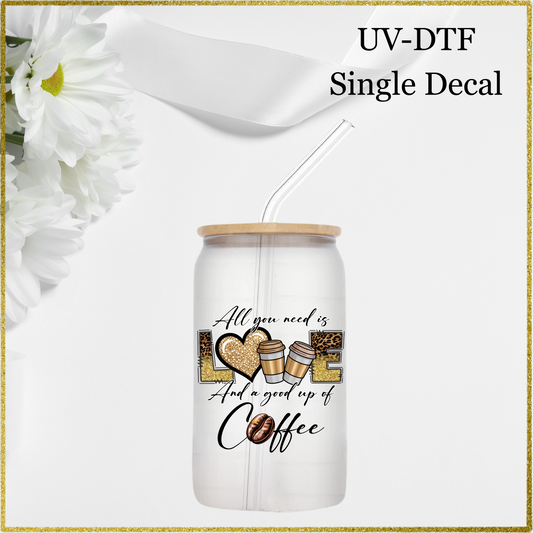 UV-DTF Single Decal - Love and Coffee