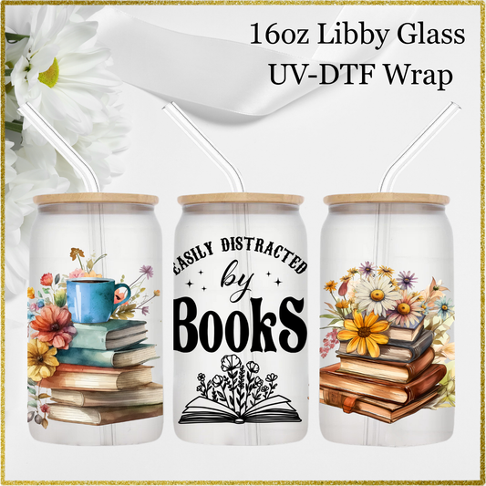 16oz UV-DTF Wrap - Easily Distracted By Books