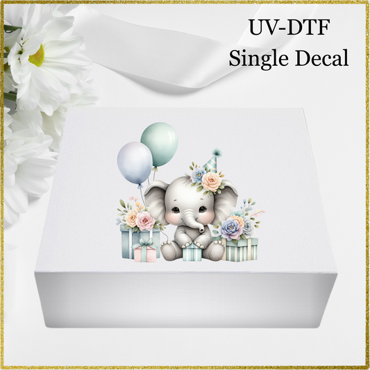 UV-DTF Single Decal - Elephant Birthday Design