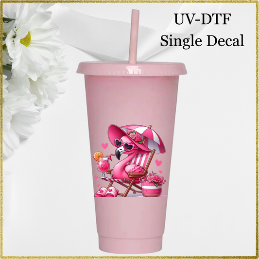 UV-DTF Single Decal - Flamingo Design
