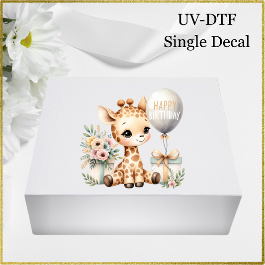 UV-DTF Single Decal - Giraffe Birthday Design