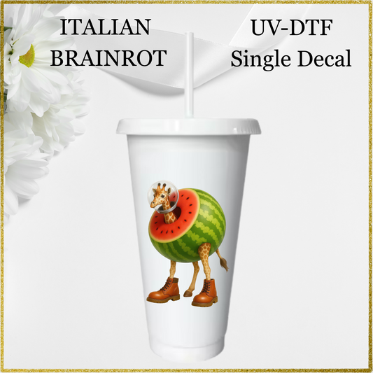 UV-DTF Single Decal - Giraffe / Watermelon