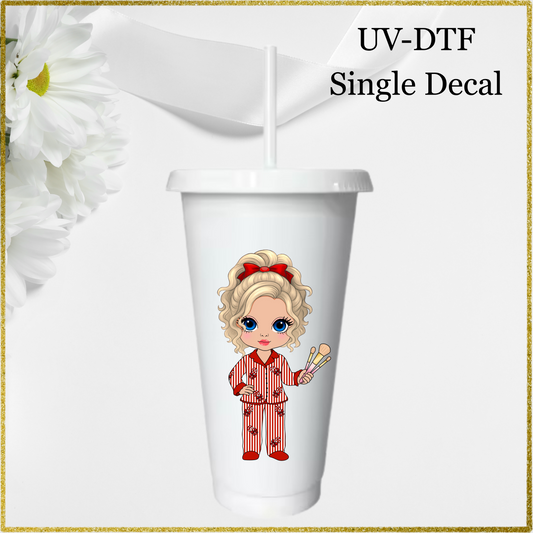 UV-DTF Single Decal - Christmas Dolly Blonde Hair