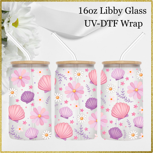 16oz UV-DTF Wrap - Pink Sea Shells