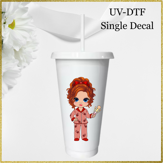 UV-DTF Single Decal - Christmas Dolly Red Hair