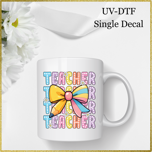 UV-DTF Single Decal - Teacher Bow